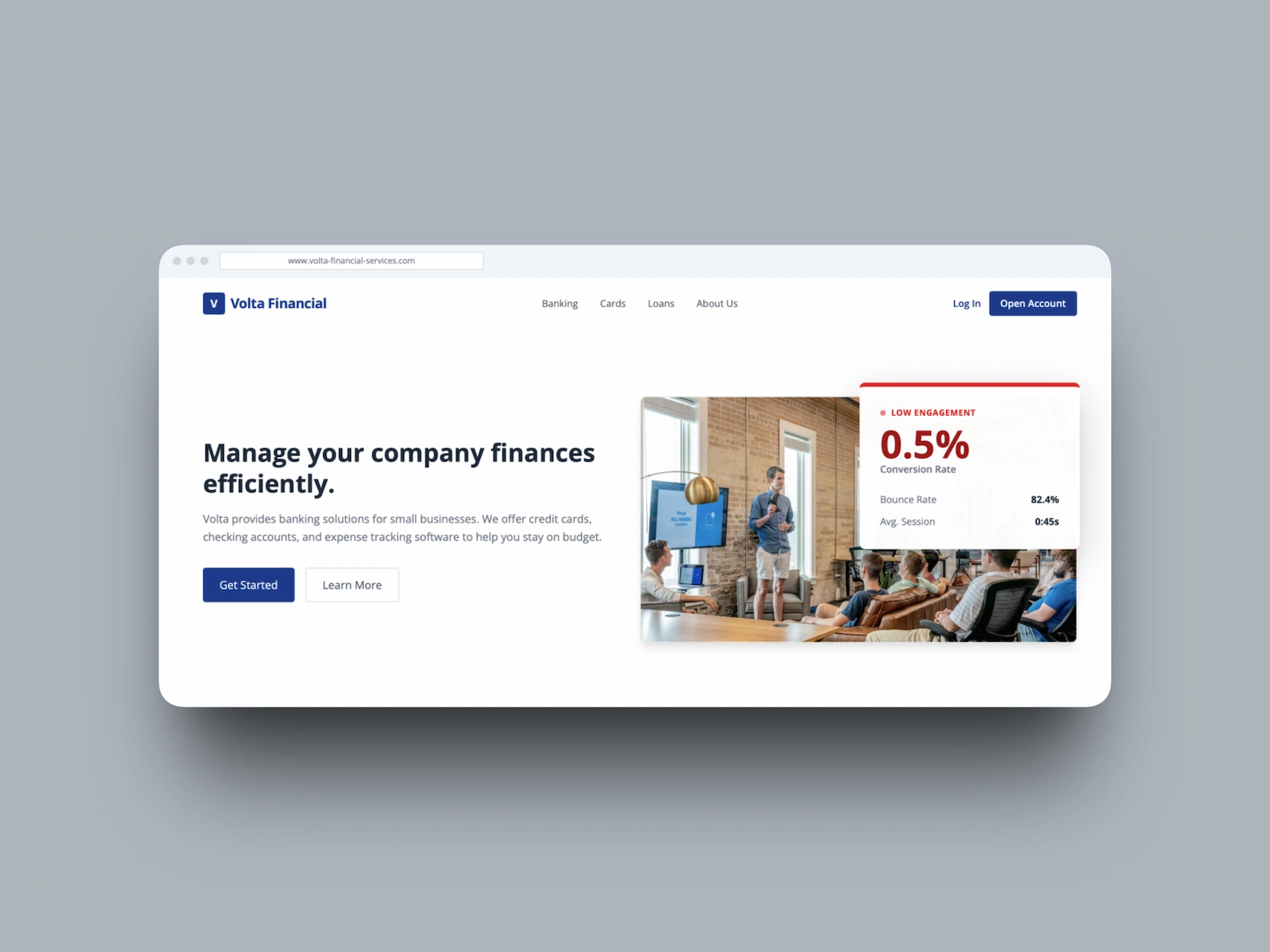 Generic Cluttered Agency Website Design Example with Poor UX and Low Lead Conversion Rates
